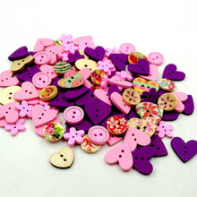 Load image into Gallery viewer, 100pcs/lot DIY Art Craft Toys Wooden Buttons Heart Flower Shaped 2-Hole Wood Buttons Educational Toys for Children Birthday Gift