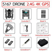 Load image into Gallery viewer, S167 drone GPS 4K HD 1080P 5G WIFI FPV drone flight 20 minutes height to maintain Quadcopter control distance 500m drone camera
