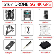 Load image into Gallery viewer, S167 drone GPS 4K HD 1080P 5G WIFI FPV drone flight 20 minutes height to maintain Quadcopter control distance 500m drone camera