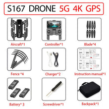 Load image into Gallery viewer, S167 drone GPS 4K HD 1080P 5G WIFI FPV drone flight 20 minutes height to maintain Quadcopter control distance 500m drone camera