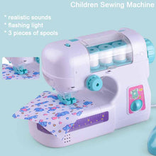Load image into Gallery viewer, Sewing Machine Electric Household Electrical Appliances Mini Doll Cloth Sewing Machine Children Pretend Play Toys with 3 spools
