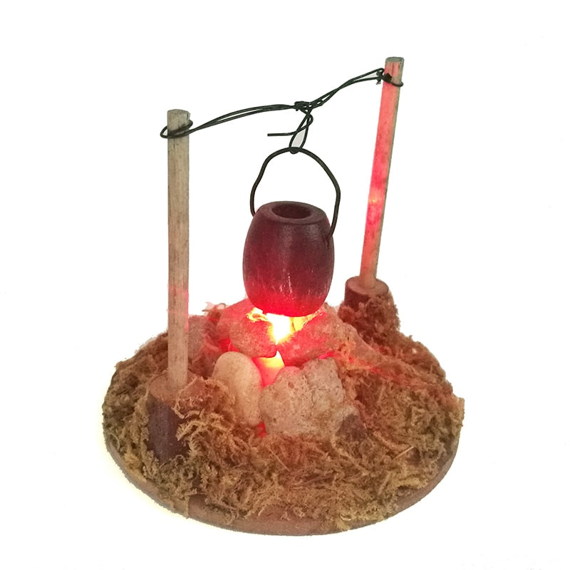 Dollhouse Miniature Garden Villa Accessories Hanging Furnace Outdoor Picnic Pastoral Style Light Battery Operated OG015