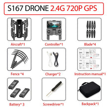 Load image into Gallery viewer, S167 drone GPS 4K HD 1080P 5G WIFI FPV drone flight 20 minutes height to maintain Quadcopter control distance 500m drone camera
