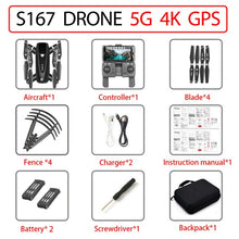 Load image into Gallery viewer, S167 drone GPS 4K HD 1080P 5G WIFI FPV drone flight 20 minutes height to maintain Quadcopter control distance 500m drone camera
